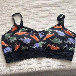 Torrid Curve Dinosaur Print Bralette with Lace Trim